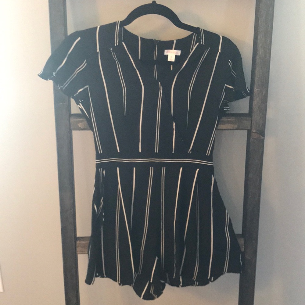 Black and White Striped Romper